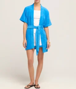 Abito Towelling Robe In Ciano