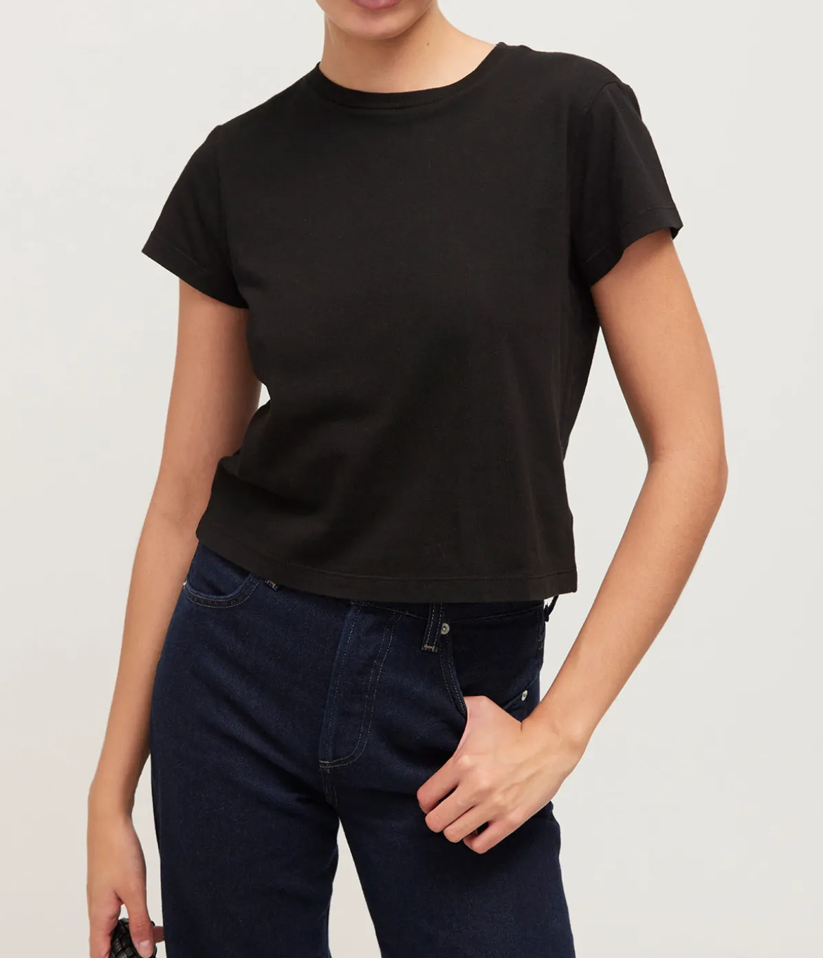 Adine Cropped Tee In Black