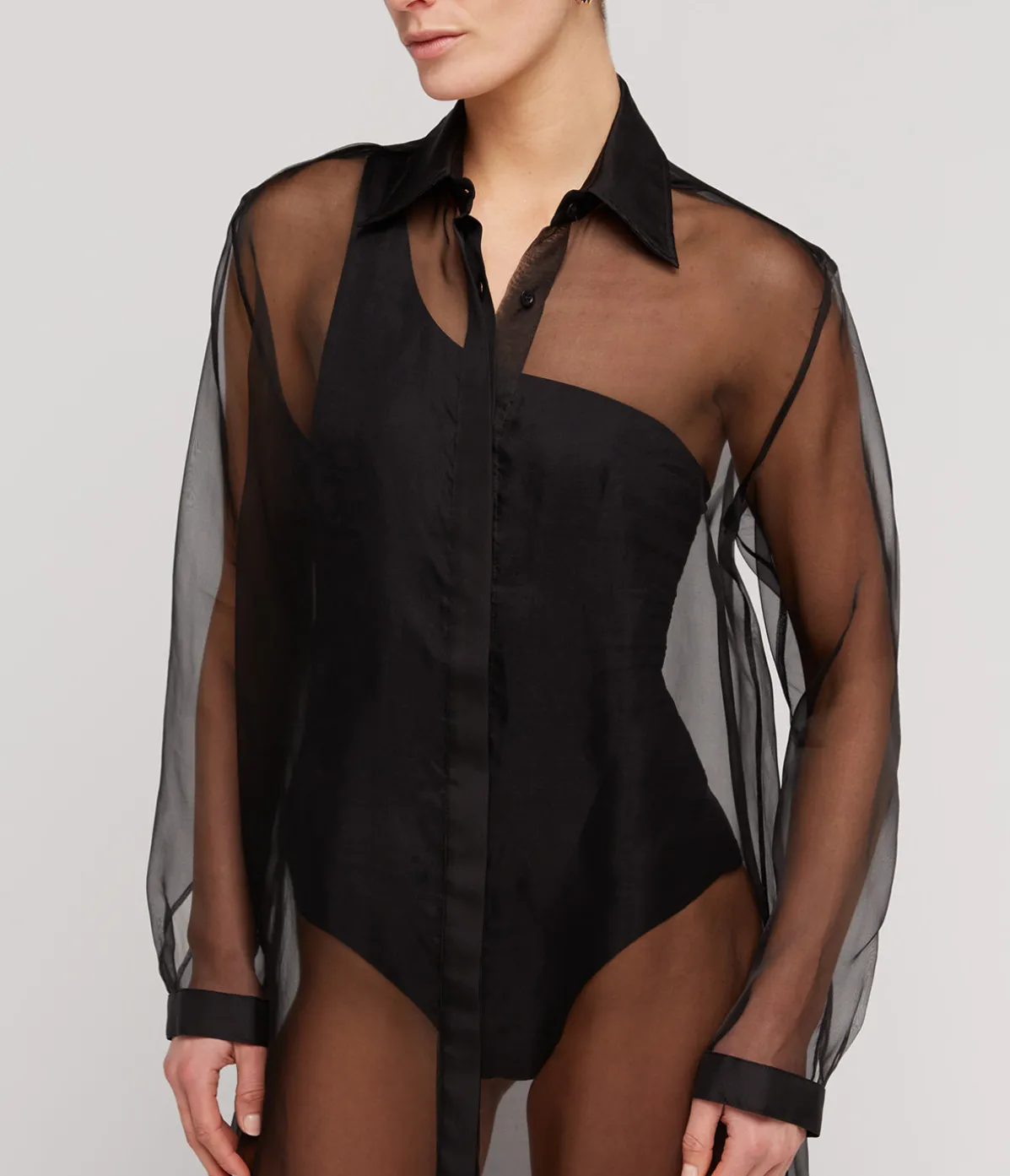 Aire Silk Organza Shirt Dress In Black