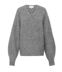 Alexandra V-Neck Knit In Grey Marle