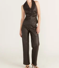 Ally Leather Pant In Chocolate