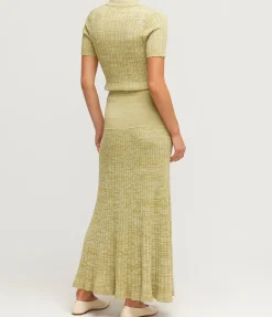 Amber Maxi Skirt In Pesto