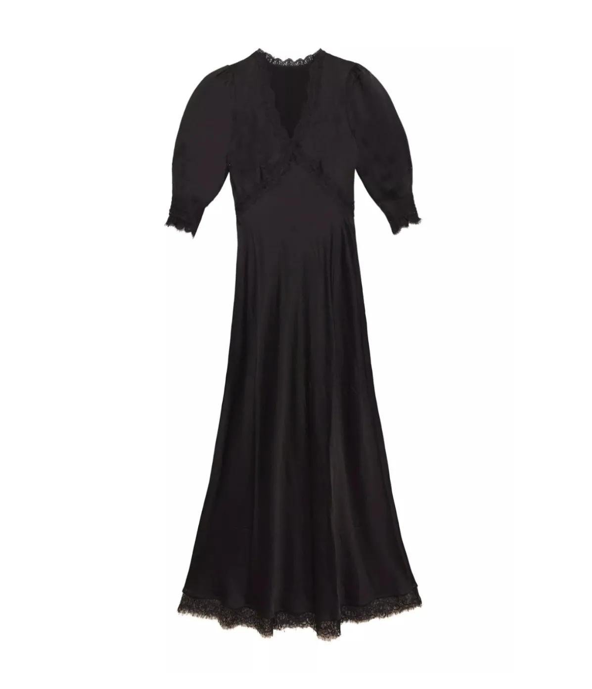 Annina V-Neck Midi Dress In Black