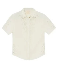 Anystos Linen Embroided Shirt In White