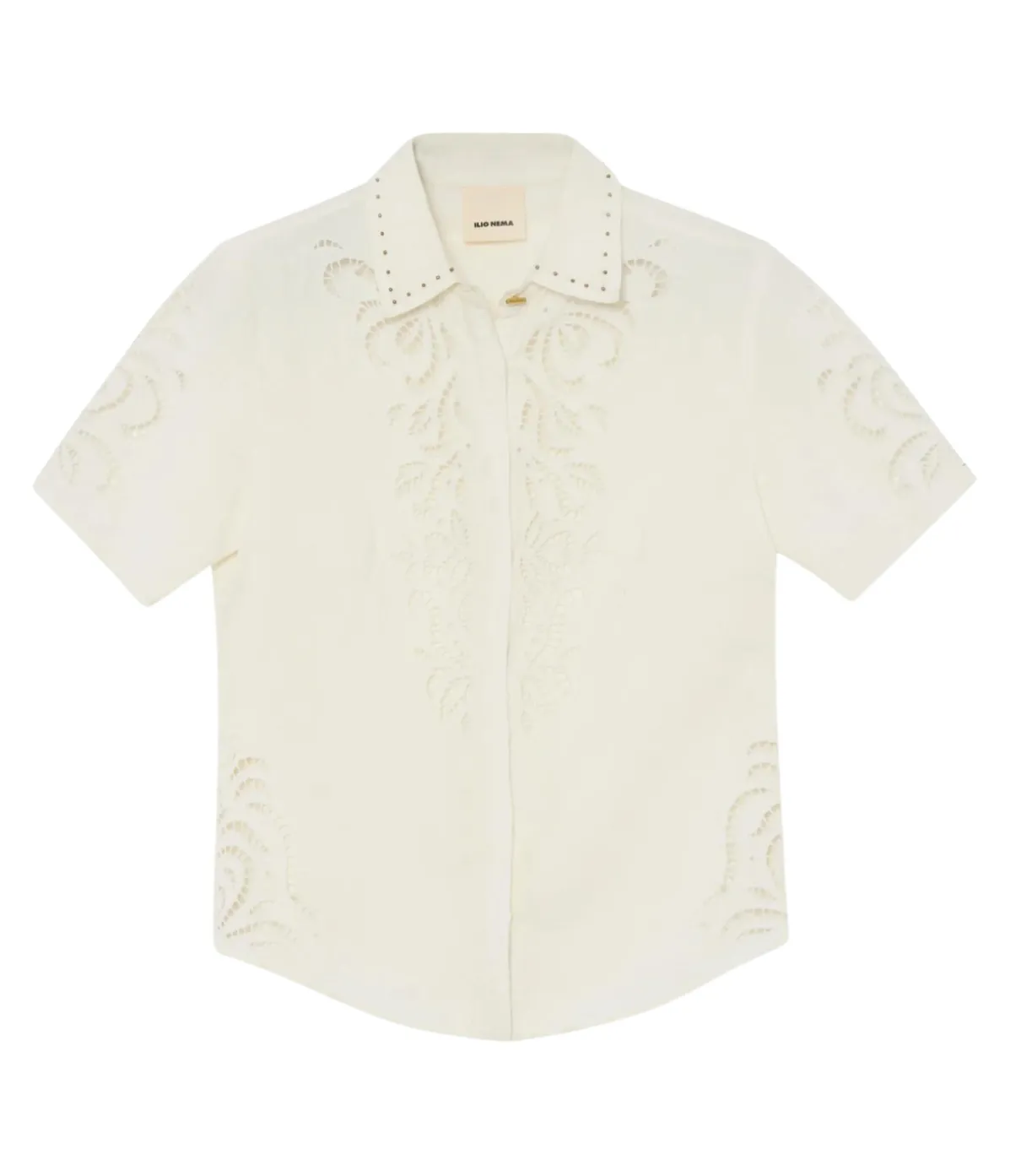 Anystos Linen Embroided Shirt In White