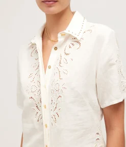 Anystos Linen Embroided Shirt In White