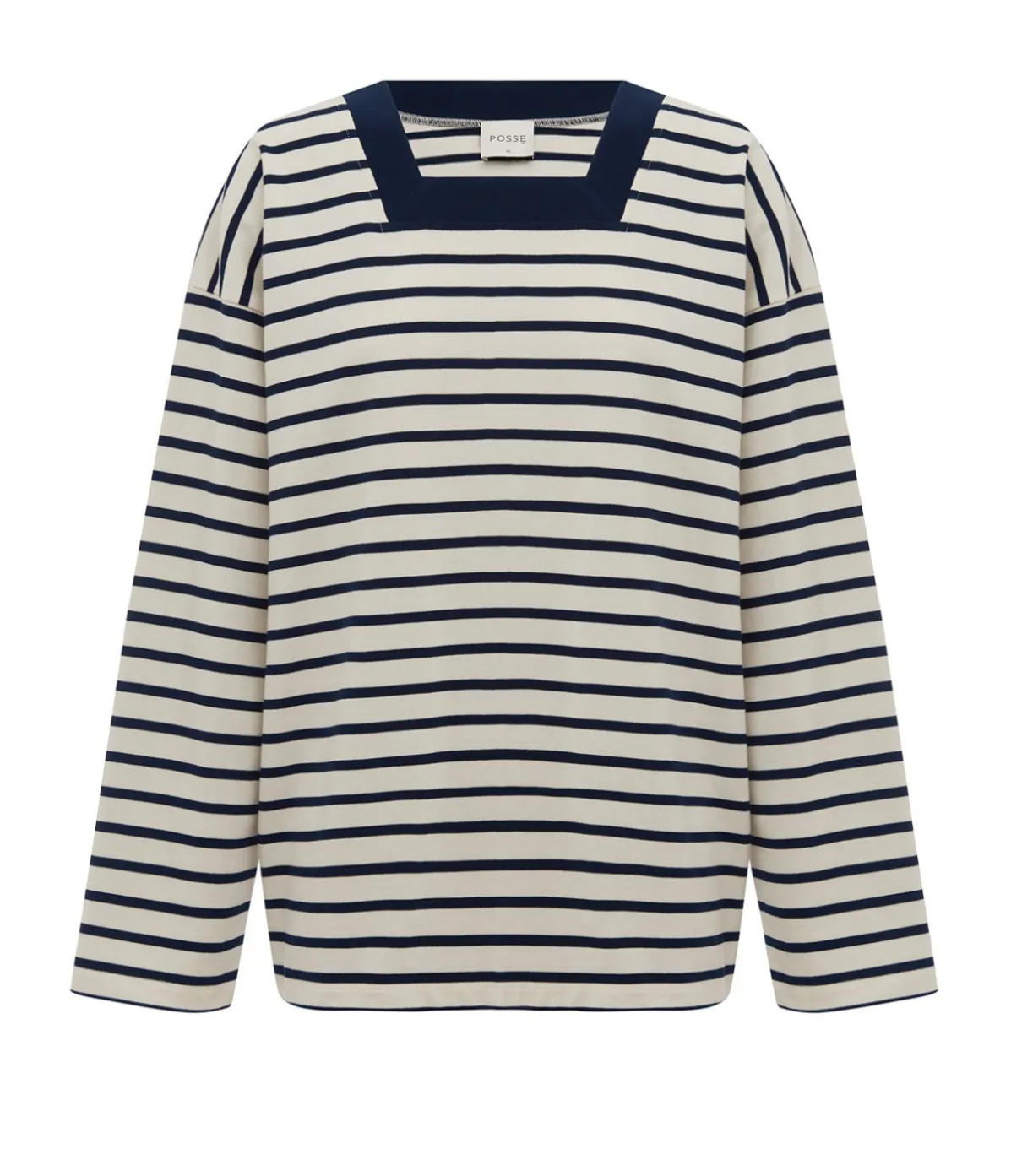 Archie Long Sleeve Top In Navy And Cream Stripe