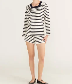 Archie Short In Navy And Cream Stripe
