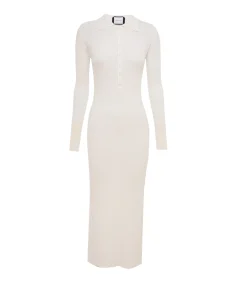 Aspen Knit Polo Dress In Crisp White