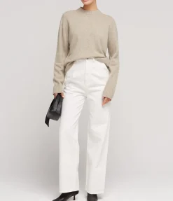 Attu Wide Leg Denim Pants In Ivory