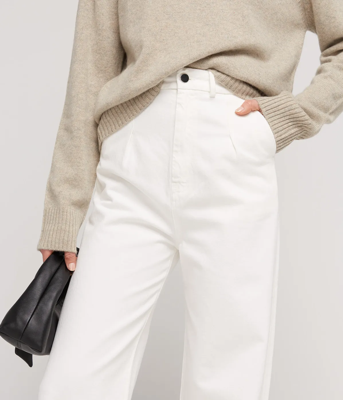 Attu Wide Leg Denim Pants In Ivory