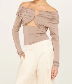 Axel Off Shoulder Top In Concrete