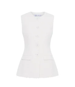 Bailey Tweed Top In Porcelain