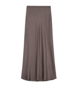Bar Silk Skirt In Iron