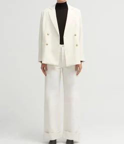 Belen Double Breasted Blazer In Oyster