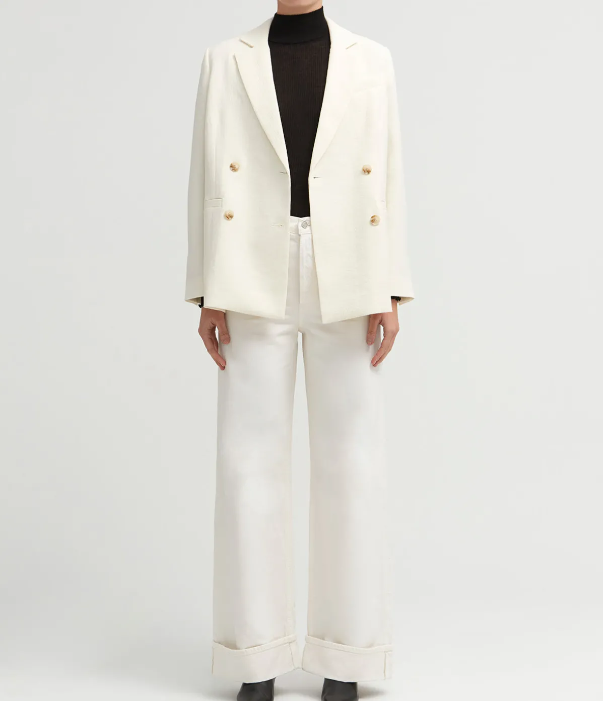 Belen Double Breasted Blazer In Oyster