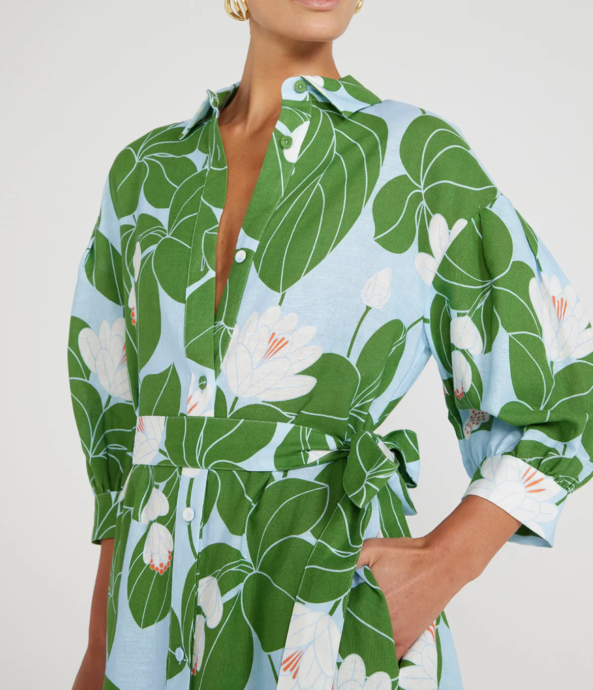 Bianca Shirtdress In Waterlily Green