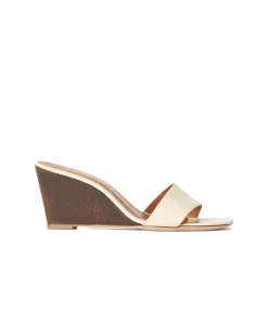 Billie Wedge In Cream And Wood