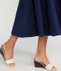Billie Wedge In Cream And Wood