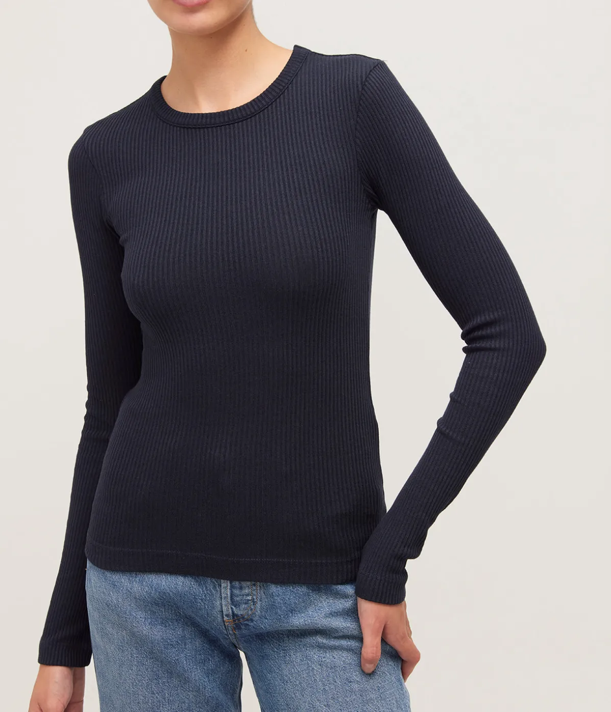 Bina Long Sleeve Crewneck In Navy