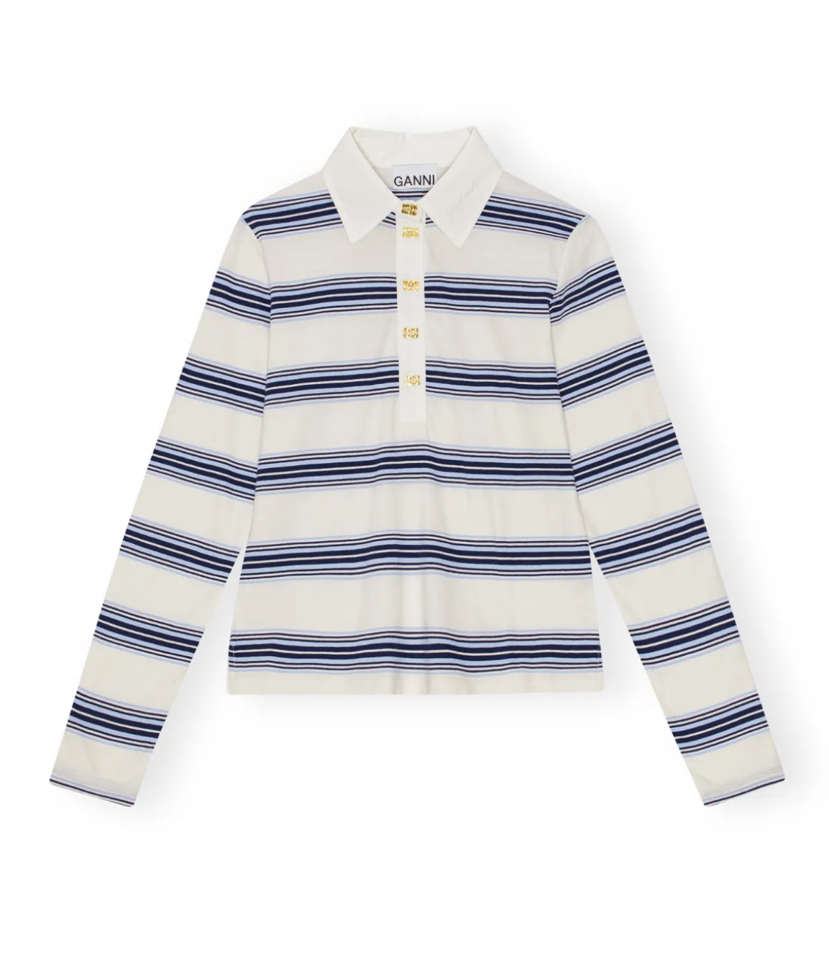 Blue Striped Long Sleeve Polo