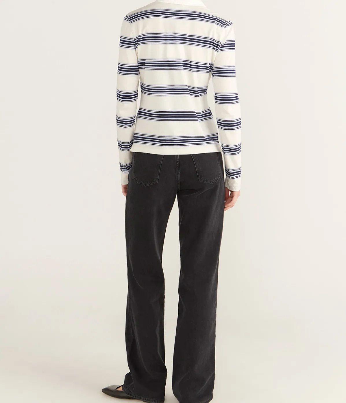 Blue Striped Long Sleeve Polo