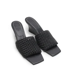 Braided Wedge Heel In Black