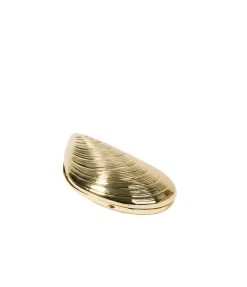 Bridget Metal Oyster Shell Clutch In Gold
