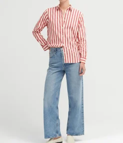 Buoy Striped Shirt In Red And Off White