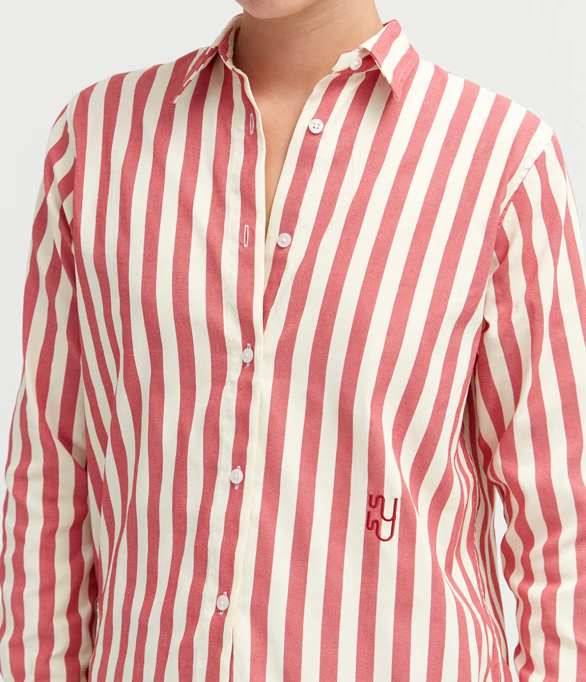 Buoy Striped Shirt In Red And Off White