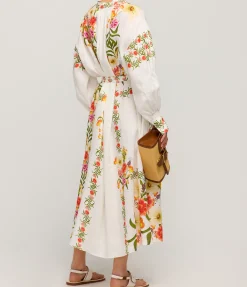 Camilla Linen Oversized Shirt Dress In Vila Floral