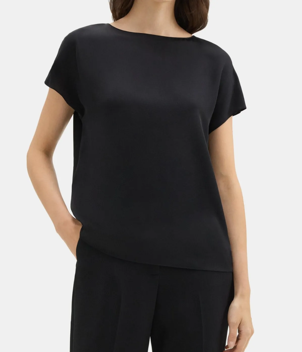 Cap Sleeve Shell Top In Black