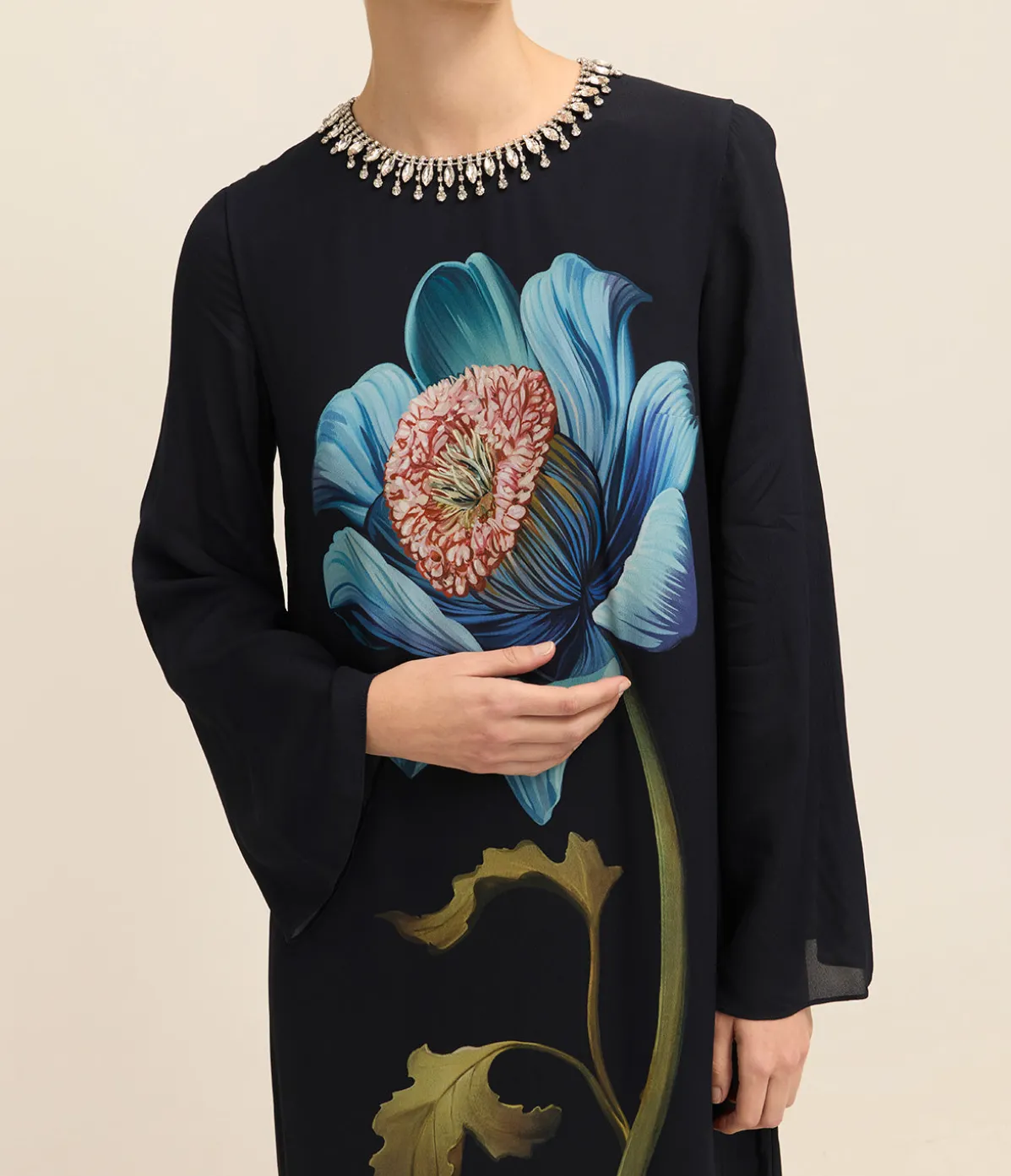 Capucine Crepe Dress In Painterly Flower