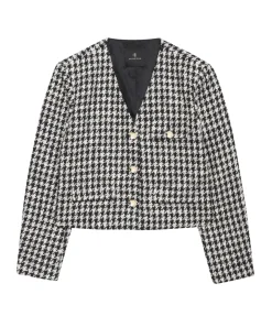 Cara Jacket In Cream And Black Houndstooth
