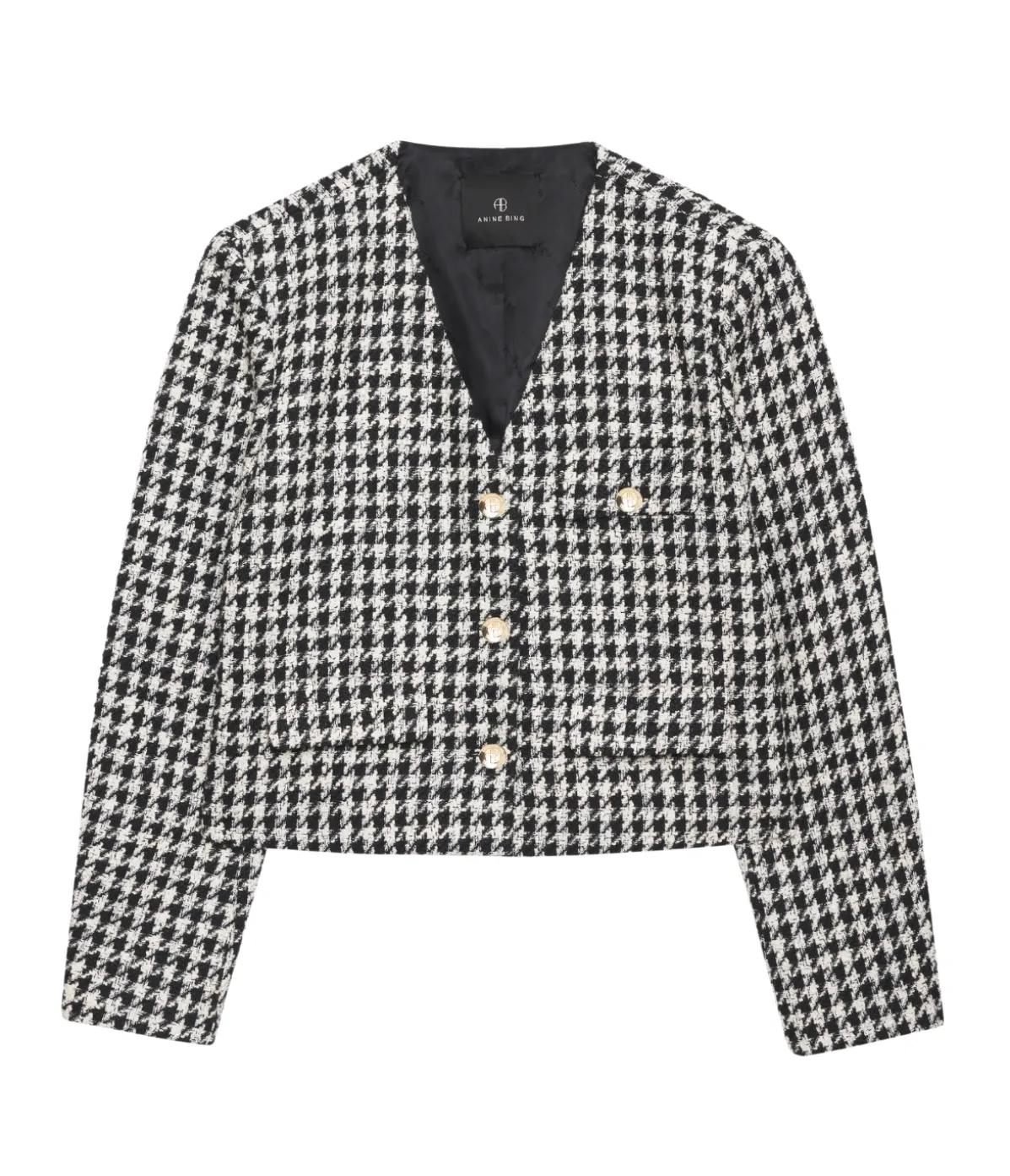 Cara Jacket In Cream And Black Houndstooth