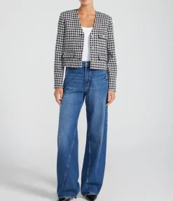Cara Jacket In Cream And Black Houndstooth