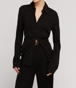 Carol Long Sleeve Jersey Shirt In Black