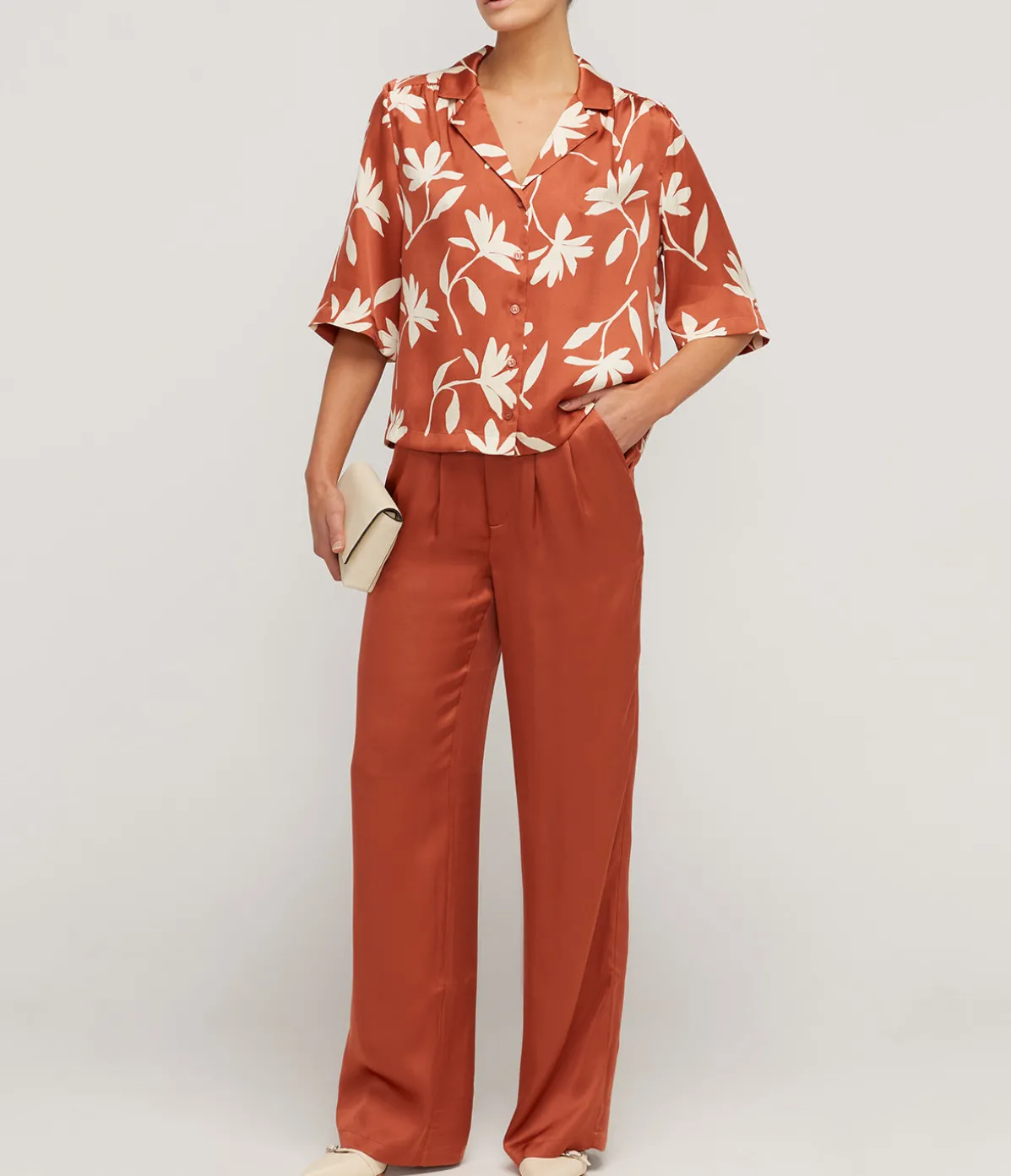 Carrie Silk Pant In Terracotta