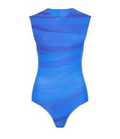 Circle Sleeveless Bodysuit In Ibiza Blue
