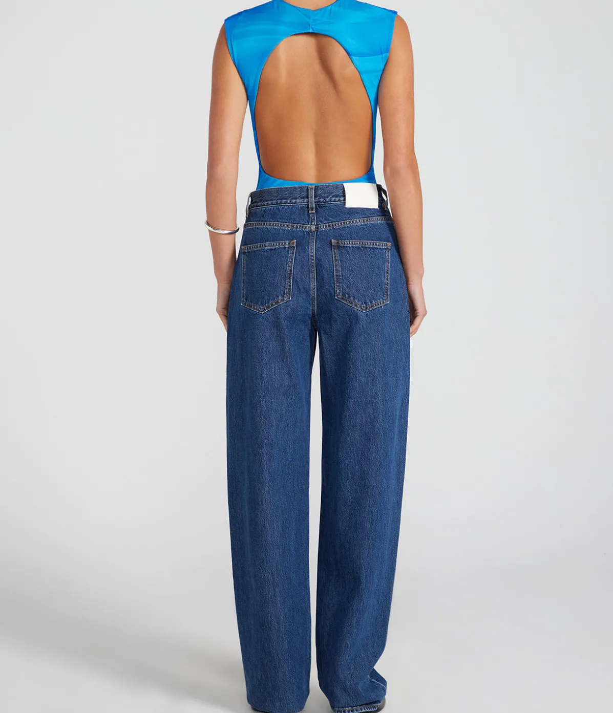 Circle Sleeveless Bodysuit In Ibiza Blue