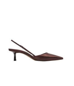 Clara Point Heel In Chocolate Satin