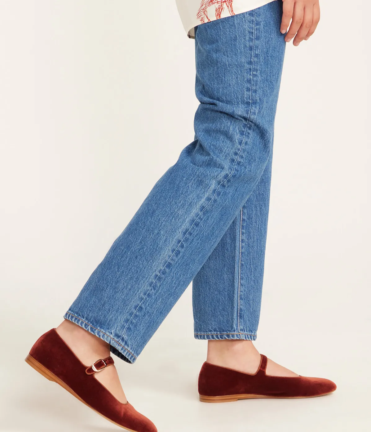 Classic Mary Jane In Red Velvet