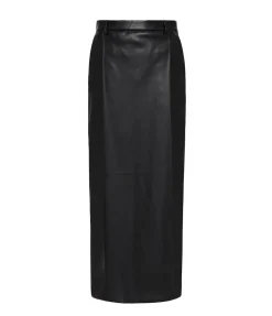 Classico Leather Midi Skirt In Black