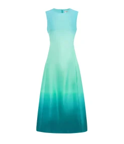 Cleo Sleeveless Midi Dress In Ombre Aqua