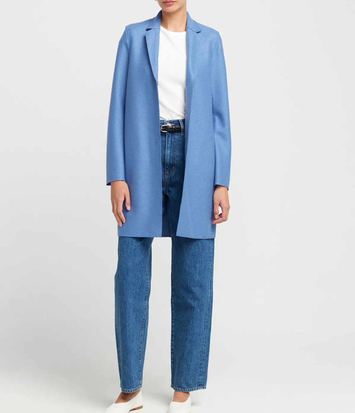 Cocoon Coat In Denim Blue