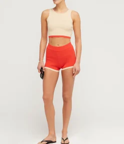 Contrast Knit Short In Chilli