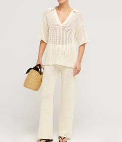 Cotton Crochet Pant In Milk