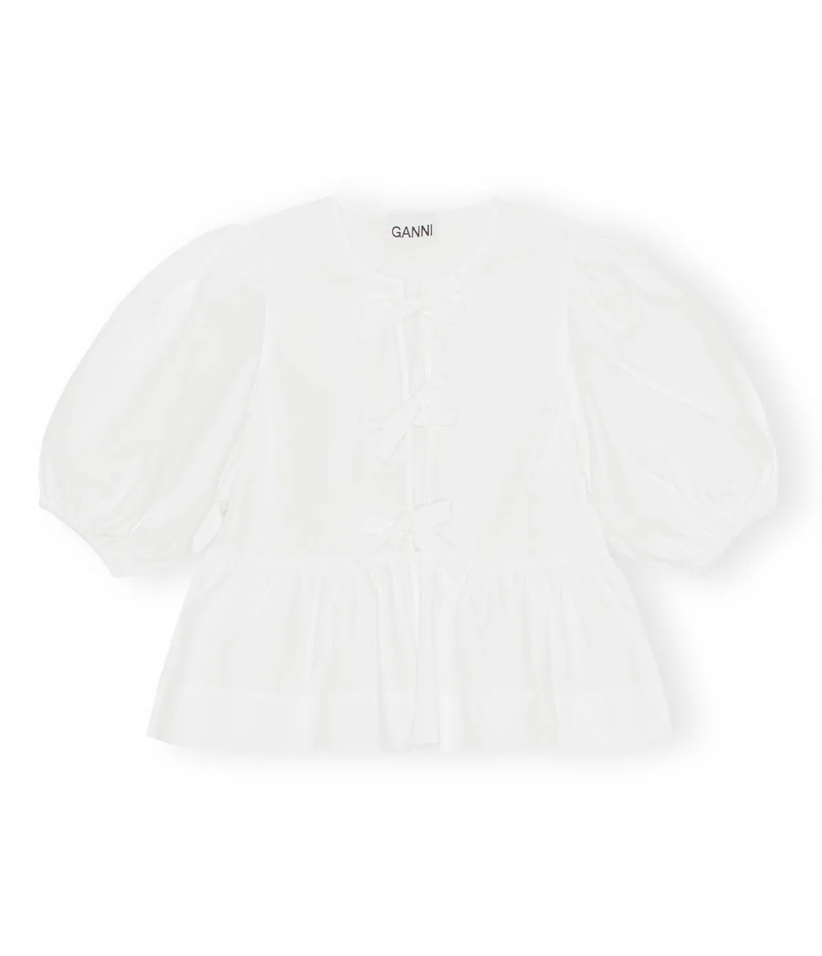 Cotton Poplin Peplum Blouse In Bright White