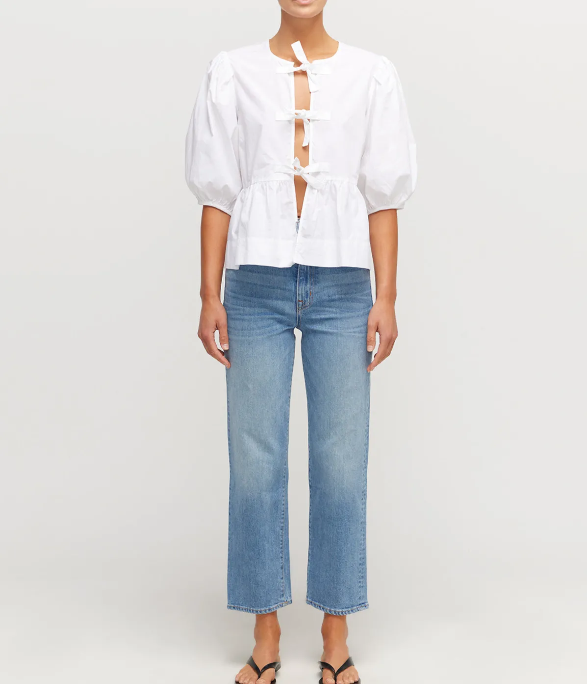 Cotton Poplin Peplum Blouse In Bright White