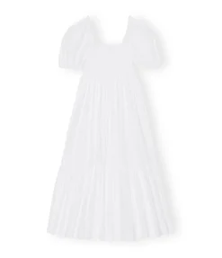 Cotton Poplin Smock Dress In Bright White